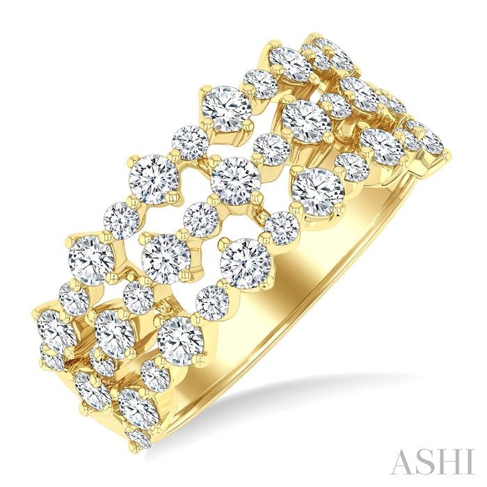 ASHI Bold Three Row Diamond Fashion Band 31670PPFGYG-1.50