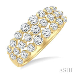ASHI Three Row Diamond Fashion Band 31680PPFGYG-1.50