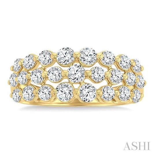 ASHI Three Row Diamond Fashion Band 31680PPFGYG-1.50