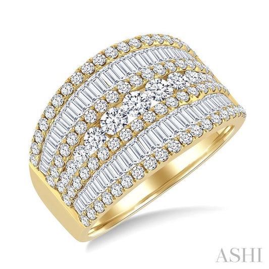 ASHI Baguette Diamond Fashion Bold Band 31840PPFGYG-2.00
