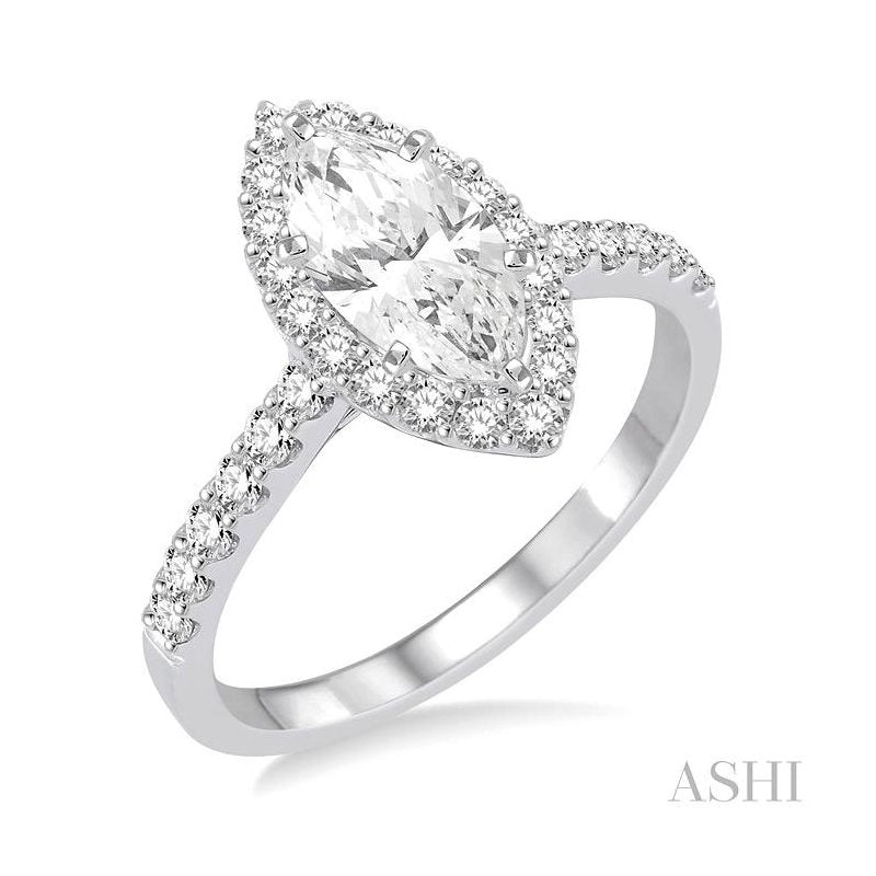 ASHI Marquise Shape Halo Diamond Engagement Ring 237C2PPFVWG-LE
