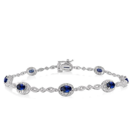 Parkplace Jewelers Oval Shape Gemstone & Halo Diamond Bracelet 76859PPFSSPWG