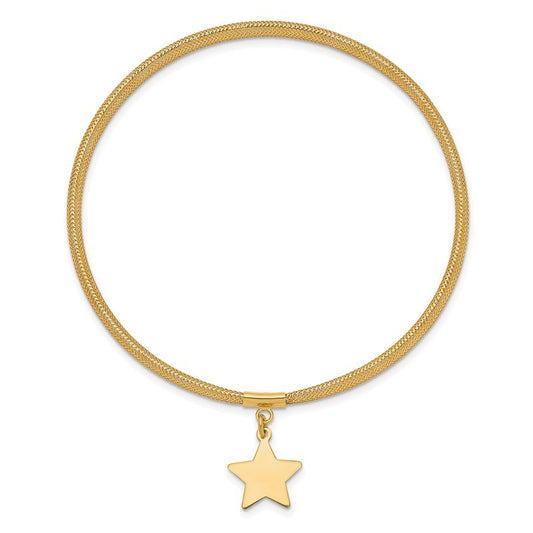 Quality Gold 14K Mesh Star Dangle Stretch Bracelet SF2747