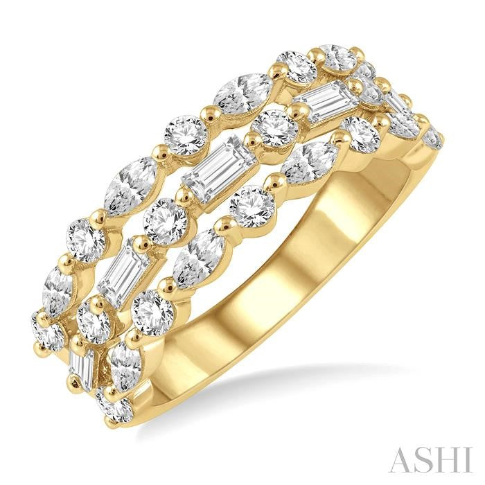 ASHI Bold Three Row Baguette Diamond Fashion Band 325E0PPFGYG-1.50
