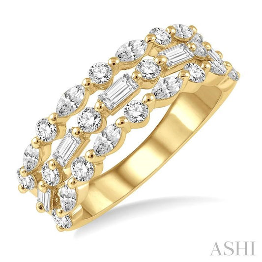 ASHI Bold Three Row Baguette Diamond Fashion Band 325E0PPFGYG-1.50