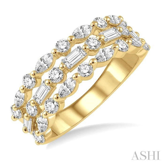 ASHI Bold Three Row Baguette Diamond Fashion Band 325E0PPFHYG-1.50
