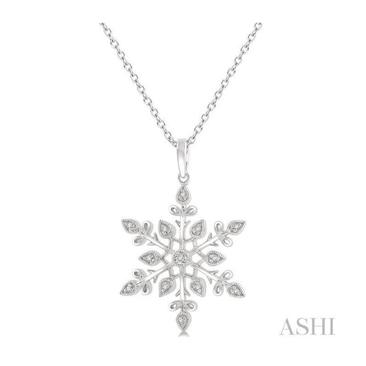 ASHI Silver Snow Flake Diamond Fashion Pendant 84089PPSSSLPD