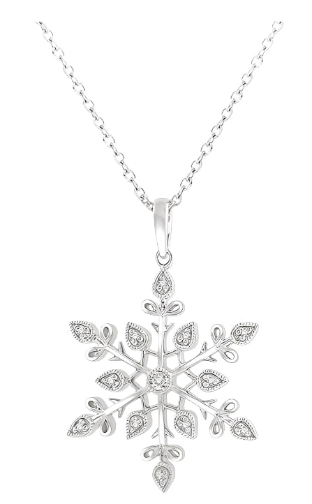 Parkplace Jewelers Silver Snow Flake Diamond Fashion Pendant 84089PPSSSLPD