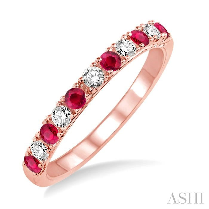 ASHI 11 Alternate Gemstone & Diamond Wedding Band 32847PPFHRBPG