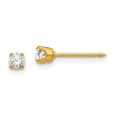 32E Inverness Stainless Steel 24K Gold-plated 3mm CZ Post Earrings