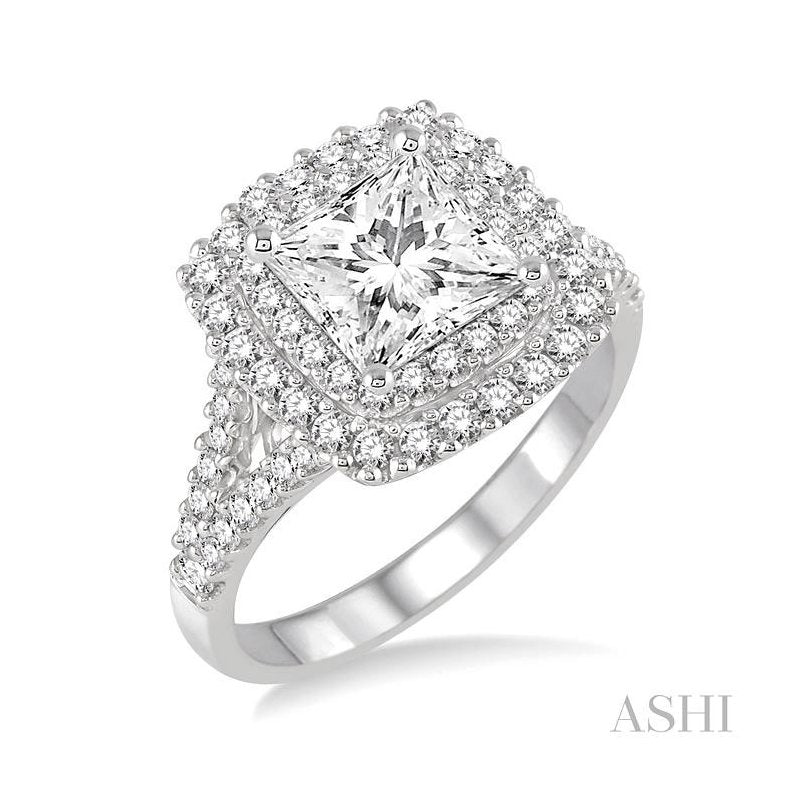 ASHI Princess Shape Halo Diamond Engagement Ring 17400PPFVWG-LE-1.10