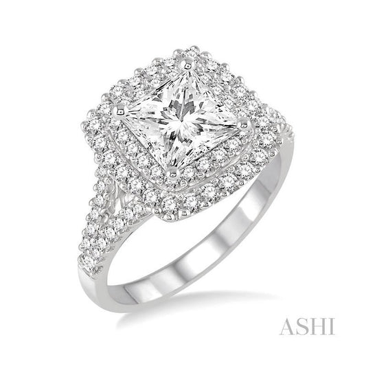 ASHI Princess Shape Halo Diamond Engagement Ring 17400PPFVWG-LE-1.10