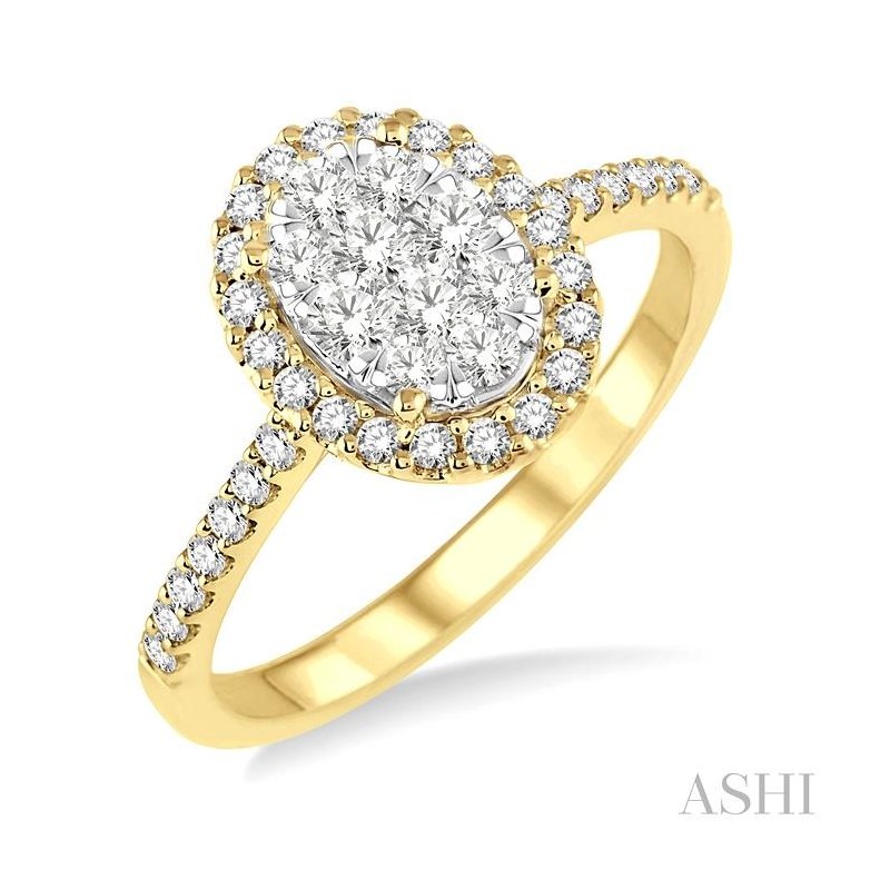 ASHI Oval Shape Halo Lovebright Essential Diamond Engagement Ring 13272PPFVYW