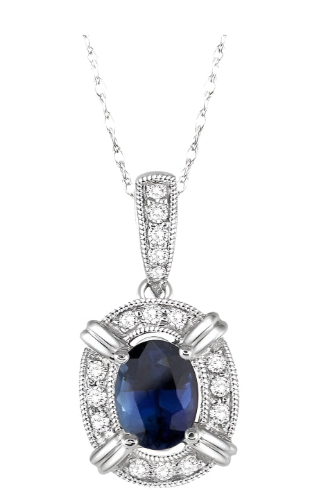 Parkplace Jewelers Oval Shape Gemstone & Halo Diamond Pendant 58438PPTSPDSPWG