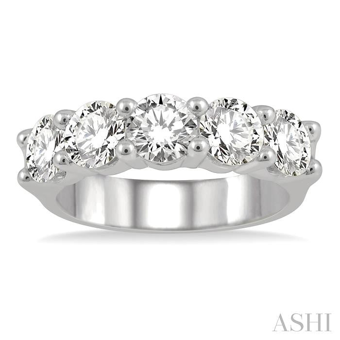 ASHI Round Shape 5 Stone Diamond Wedding Band 33340PPFHWG-2.50