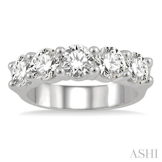 ASHI Round Shape 5 Stone Diamond Wedding Band 33340PPFHWG-2.50