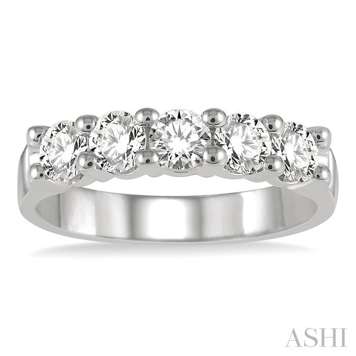 ASHI Round Shape 5 Stone Diamond Wedding Band 33341PPFHWG