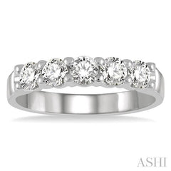 ASHI Round Shape 5 Stone Diamond Wedding Band 33342PPFHWG