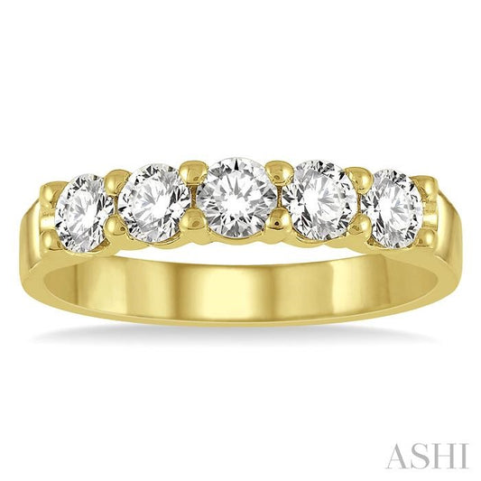 ASHI Round Shape 5 Stone Diamond Wedding Band 33342PPFHYG