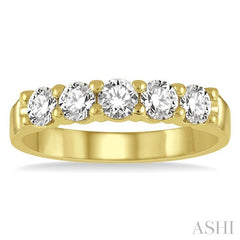 ASHI Round Shape 5 Stone Diamond Wedding Band 33342PPFHYG