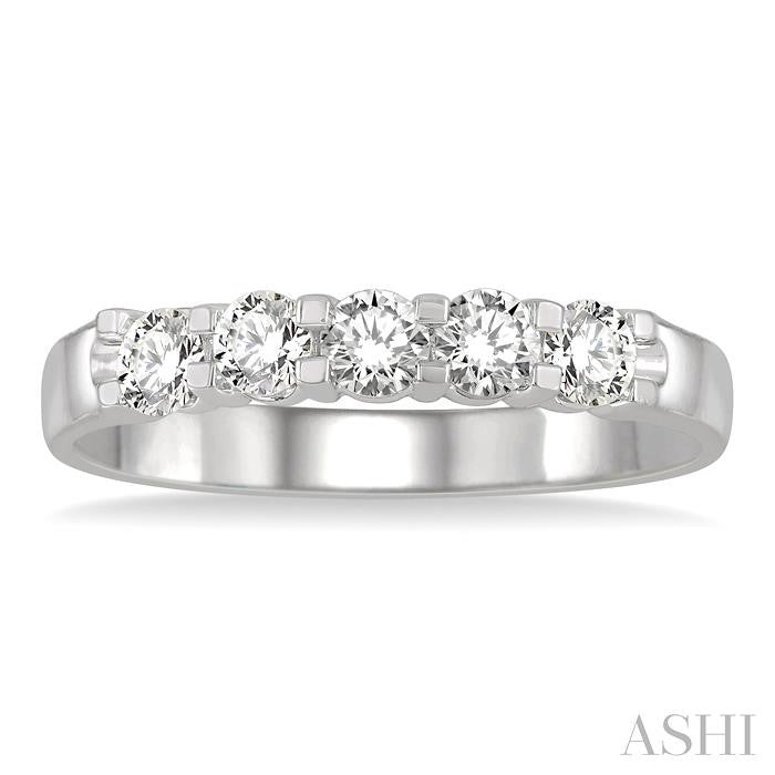 ASHI Round Shape 5 Stone Diamond Wedding Band 33343PPFHWG
