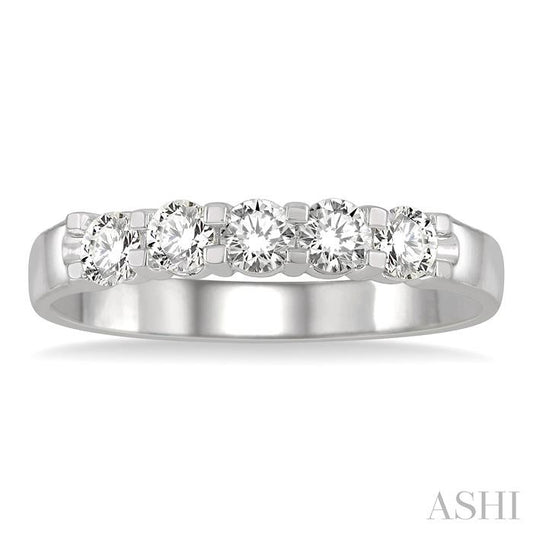 ASHI Round Shape 5 Stone Diamond Wedding Band 33343PPFHWG