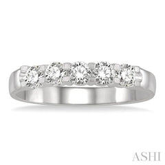 ASHI Round Shape 5 Stone Diamond Wedding Band 33343PPFHWG