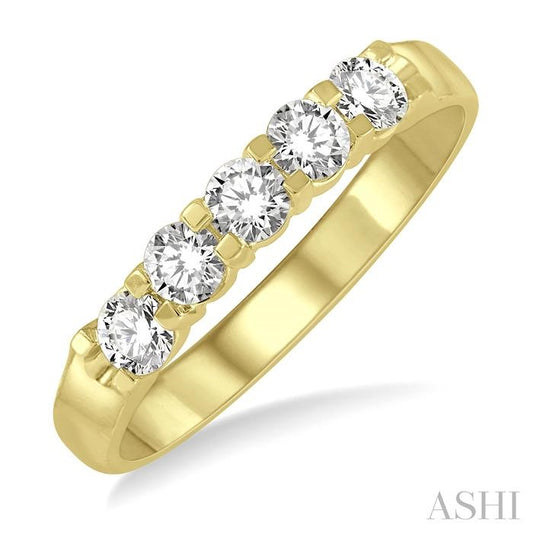 ASHI Round Shape 5 Stone Diamond Wedding Band 33343PPFHYG