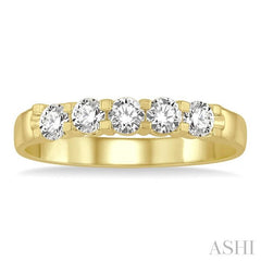 ASHI Round Shape 5 Stone Diamond Wedding Band 33343PPFHYG