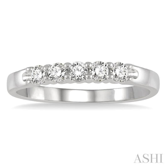 ASHI Round Shape 5 Stone Diamond Wedding Band 33346PPFHWG