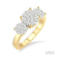 ASHI Round Shape Past Present & Future Lovebright Essential Diamond Engagement Ring 36921PPFVYW