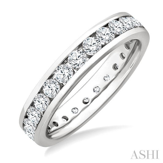 ASHI Channel Set Eternity Diamond Wedding Band 33380PPFGWG-1.50