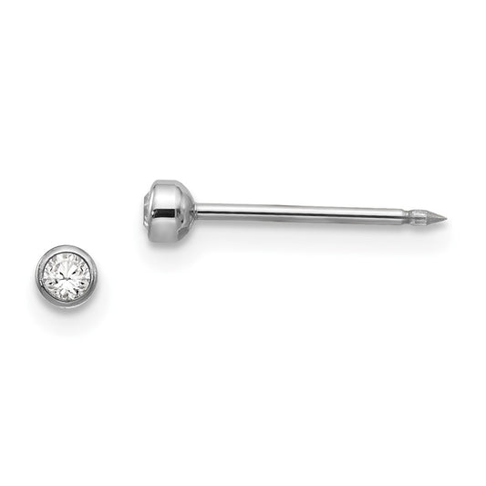 334E Inverness 14k White 3mm Crystal Bezel Earrings