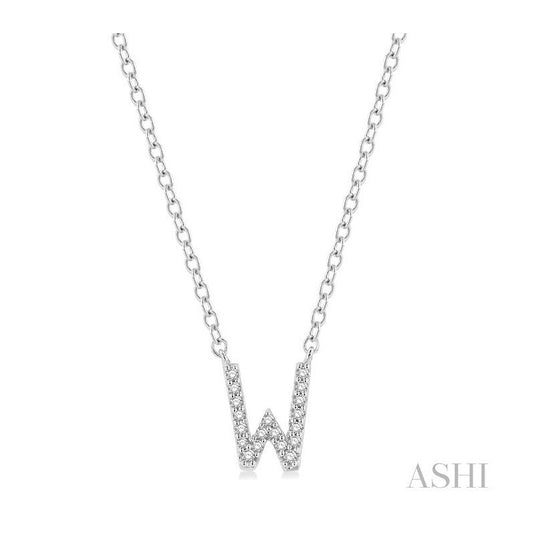 ASHI Block 'W' Initial Diamond Pendant 912F9PPTSPDWG-W
