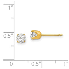 33E Inverness Stainless Steel 24K Gold-plated 5mm CZ Post Earrings