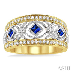 ASHI Princess Shape Gemstone & Diamond Fashion Band 34185PPFHSPYW