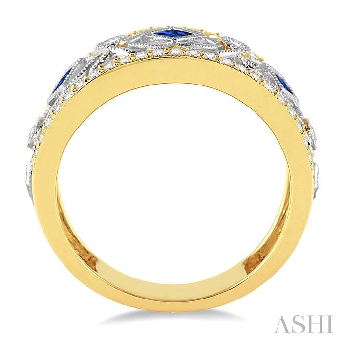 ASHI Princess Shape Gemstone & Diamond Fashion Band 34185PPFHSPYW