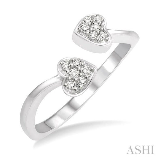 ASHI Twin Heart Shape Diamond Fashion Open Ring 34468PPTSWG