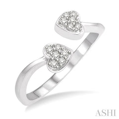 ASHI Twin Heart Shape Diamond Fashion Open Ring 34468PPTSWG