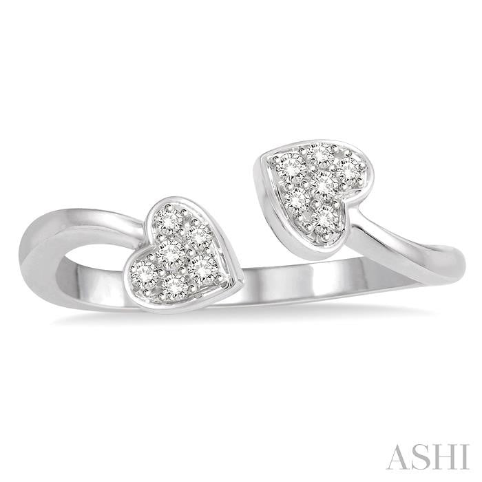 ASHI Twin Heart Shape Diamond Fashion Open Ring 34468PPTSWG