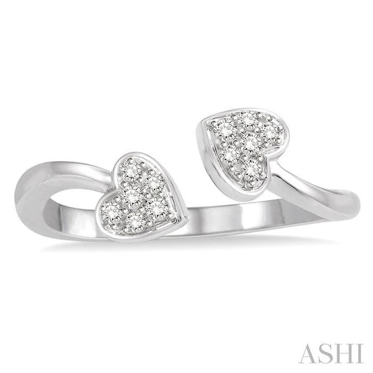 ASHI Twin Heart Shape Diamond Fashion Open Ring 34468PPTSWG