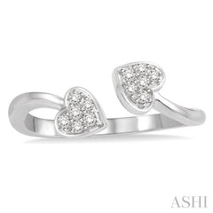 ASHI Twin Heart Shape Diamond Fashion Open Ring 34468PPTSWG