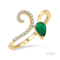 ASHI Pear Shape Gemstone & Diamond Ring 40858PPTSEMYG