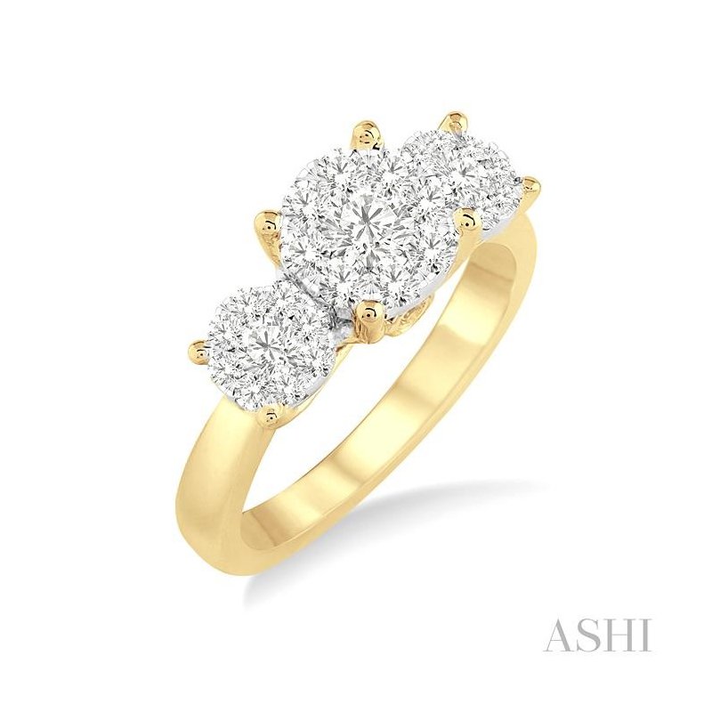 ASHI Round Shape Past Present & Future Lovebright Essential Diamond Engagement Ring 36922PPFGYW