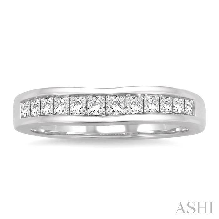 ASHI Channel Set Curved Diamond Wedding Band 35223PPFHWG
