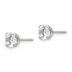 353E Inverness Stainless Steel 7mm CZ Post Earrings