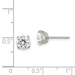 353E Inverness Stainless Steel 7mm CZ Post Earrings