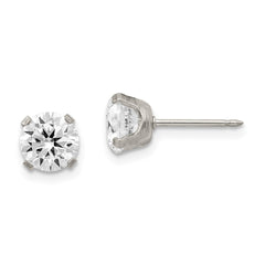 353E Inverness Stainless Steel 7mm CZ Post Earrings
