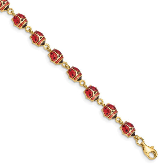 Quality Gold 14K Enamel and Resin Ladybug Bracelet SF1518-7