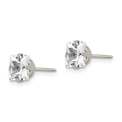 355E Inverness Stainless Steel 7mm Faceted Square CZ Earrings